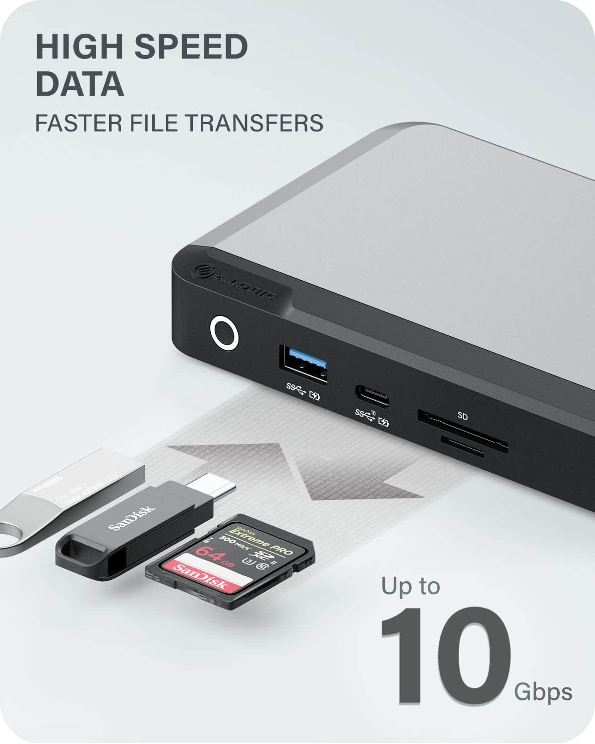 ALOGIC Triple 4K Display Universal Docking Station DX3 with 100W Laptop Charging for Mac and Windows, 3x4K@60Hz DisplayPort,1xUSB-C 10G(Fast Charging), 3xUSB-A 5G, Audio, Ethernet, Card Reader SD 4.0 - Dealtargets.com