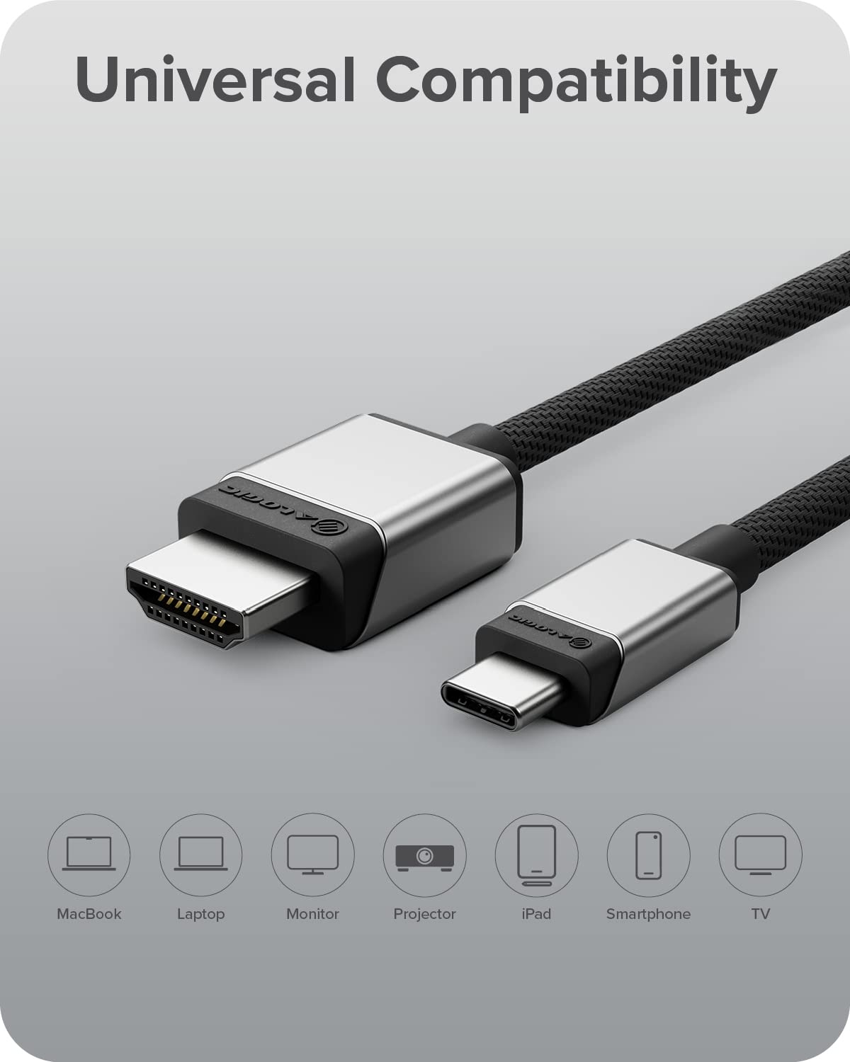 ALOGIC Ultra USB-C to HDMI Cable, 4K External Display, 100W Power Delivery, Premium Quality, Nylon Braided Cable with Metal housing, Compatible with Windows, Mac, and Chromebook. 1.0 Meters - Dealtargets.com