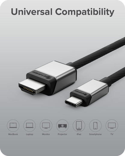 ALOGIC Ultra USB-C to HDMI Cable, 4K External Display, 100W Power Delivery, Premium Quality, Nylon Braided Cable with Metal housing, Compatible with Windows, Mac, and Chromebook. 1.0 Meters - Dealtargets.com