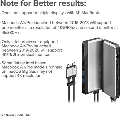 ALOGIC USB-C 10-in-1 Super Dock, Dual Display- 4K@60HZ, 2 HDMI, USB C (100W PD &amp; Data 5G), 3.5MM Jack, ETHERNET Port, Micro/SD Card, 100W PD for MacBook PRO/AIR, XPS and More - Dealtargets.com