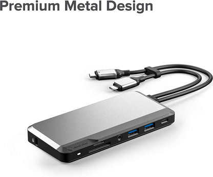 ALOGIC USB-C 10-in-1 Super Dock, Dual Display- 4K@60HZ, 2 HDMI, USB C (100W PD &amp; Data 5G), 3.5MM Jack, ETHERNET Port, Micro/SD Card, 100W PD for MacBook PRO/AIR, XPS and More - Dealtargets.com