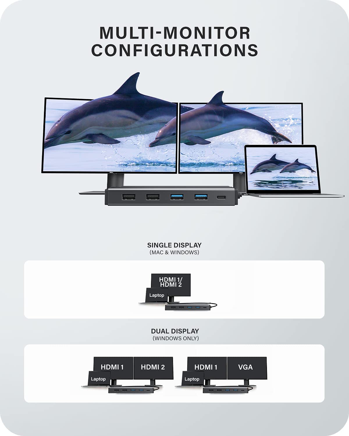 ALOGIC USB-C 12-in-1 Mini Docking Station, Dual Display, 2xHDMI, 1xVGA, 100W PD, 2xUSB-C, 2xUSB-A 2.0, 2xUSB-A 3.0, RJ45, 1x SD/TF Port, MacBook/Surface &amp; Other USB-C Devices Compatible. - Dealtargets.com