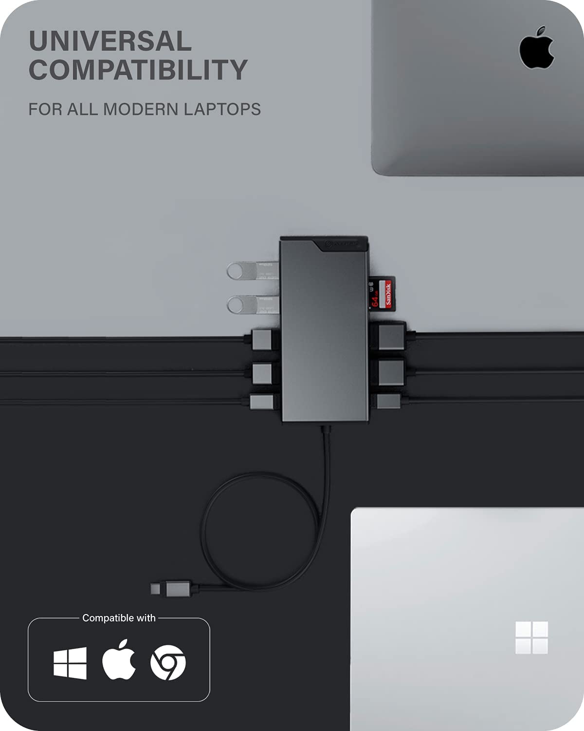 ALOGIC USB-C 12-in-1 Mini Docking Station, Dual Display, 2xHDMI, 1xVGA, 100W PD, 2xUSB-C, 2xUSB-A 2.0, 2xUSB-A 3.0, RJ45, 1x SD/TF Port, MacBook/Surface &amp; Other USB-C Devices Compatible. - Dealtargets.com