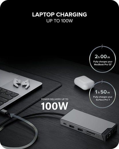 ALOGIC USB-C 12-in-1 Mini Docking Station, Dual Display, 2xHDMI, 1xVGA, 100W PD, 2xUSB-C, 2xUSB-A 2.0, 2xUSB-A 3.0, RJ45, 1x SD/TF Port, MacBook/Surface &amp; Other USB-C Devices Compatible. - Dealtargets.com