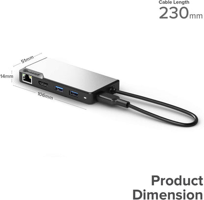ALOGIC USB-C Fusion Max Hub, 6-in-1 Type C Adapter, 4K HDMI, VGA, USB A 3.1 with 100W Power Delivery, USB A 3.1, Gigabit Ethernet, Compatible with MacBook Pro/Air and iPad Pro/Air - Dealtargets.com