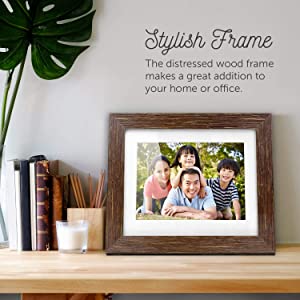 Aluratek 8” Distressed Wood Digital Photo Frame, Auto Slideshow, USB/SD/SDHC Supported, Built-in Clock &amp; Calendar, Easy Setup 8" Wood Border Non-Wifi - Dealtargets.com