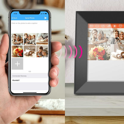 Aluratek 8'' WiFi Touchscreen Digital Photo Frame with Auto Rotation and 16GB Built-in Memory - AWS08F, Black 8 Inch - Dealtargets.com