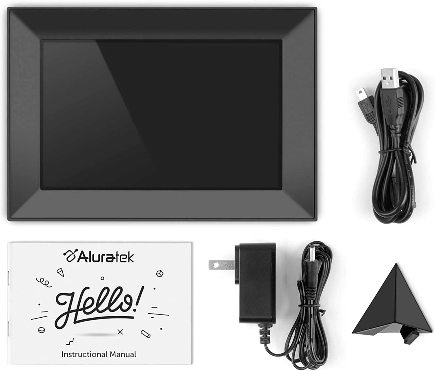 Aluratek 8'' WiFi Touchscreen Digital Photo Frame with Auto Rotation and 16GB Built-in Memory - AWS08F, Black 8 Inch - Dealtargets.com