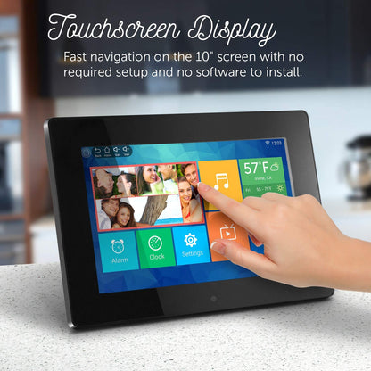 Aluratek (AWDMPF110F) 10" Hi-Res WIFI Digital Photo Frame w/ Touchscreen IPS LCD Display &amp; 8GB Memory (1024 x 600 Resolution), Photo/Music/Video Support, Wall Mountable, Black 10" Black - Dealtargets.com