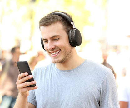 Aluratek Bluetooth Wireless Stereo Over-Ear Headphones with Built-in Mic, Comfortable Earpads, for Smartphone, iPhone, PC, MAC, Tablets (ABH05F) Black - Dealtargets.com