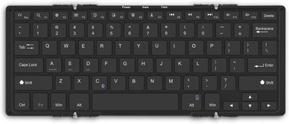 Aluratek Portable Aluminum Tri-Fold Bluetooth Keyboard (Standard Full-Size) with Built-in Rechargeable Battery for iPhone, Smartphone, iPad, Tablet, Mac, PC (ABLKO4F) Black - Dealtargets.com