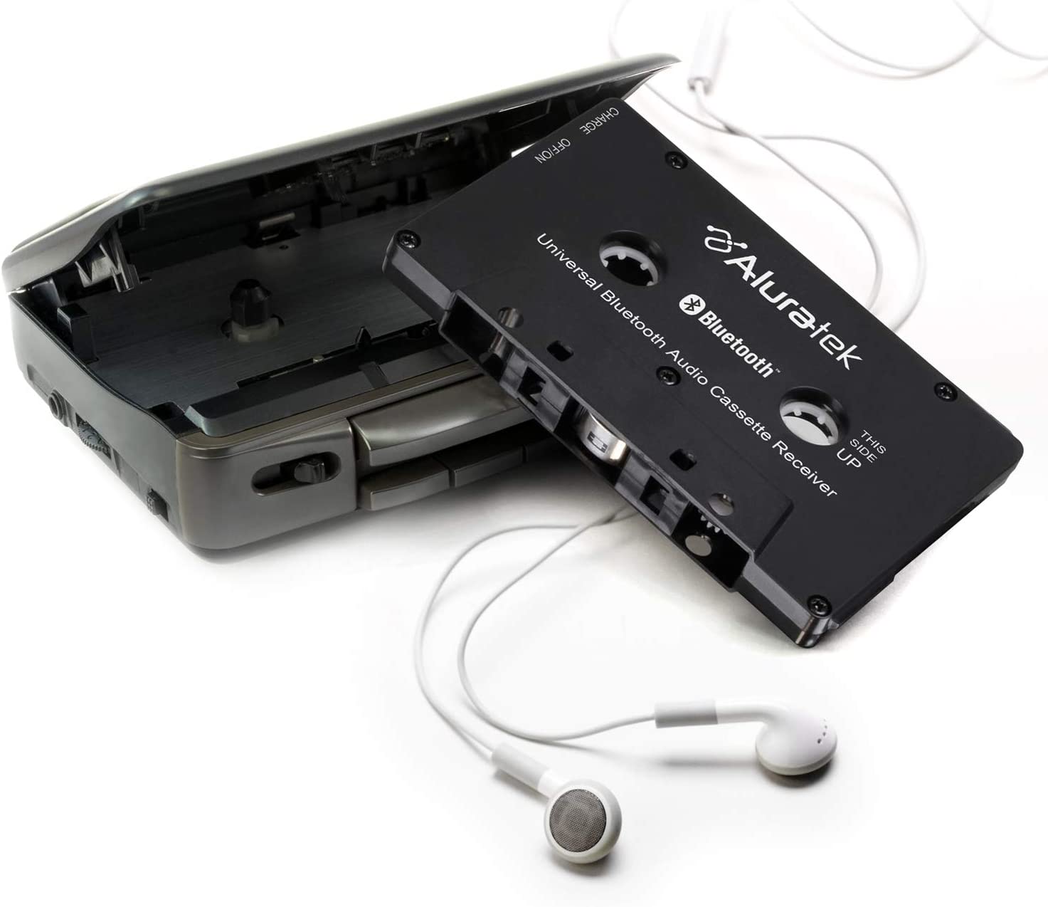 Aluratek Universal Bluetooth Audio Cassette Receiver, Built-in Rechargeable Battery, Up to 8 Hours Playtime, Audio Receiving up to 33 Feet - Dealtargets.com