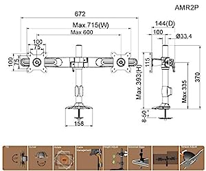 Amer mounts Amer AMR2P - Desk Mount (Tilt &amp; Swivel) - Dealtargets.com