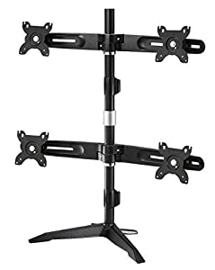 Amer mounts Amer Networks Stand Based Quad Monitor Mount for Four 15"-24" LCD/LED Flat Panel Screens AMR4SU - Dealtargets.com