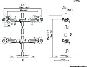 Amer mounts Amer Networks Stand Based Quad Monitor Mount for Four 15"-24" LCD/LED Flat Panel Screens AMR4SU - Dealtargets.com