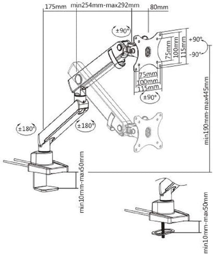 Amer Mounts | LED LCD Monitor Arm | Hydra Lift Articulating Arm | Clamp and Grommet Base | (Single 17"-32") Black - Dealtargets.com