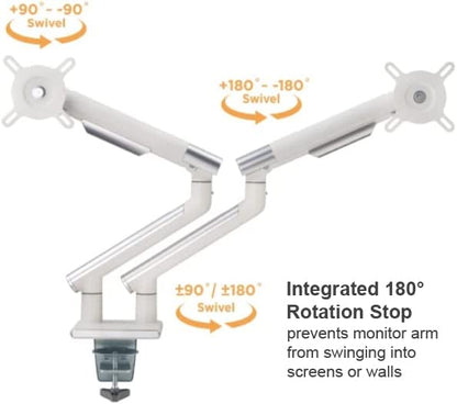 Amer networks Amer Mounts - Dual Monitor Clamp Grommet Mount with Articulating Arms [Arctic Edition] - Supports 17" - 32" Standard LCD Flat Screen Display - HYDRA2A - Dealtargets.com