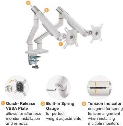 Amer networks Amer Mounts - Dual Monitor Clamp Grommet Mount with Articulating Arms [Arctic Edition] - Supports 17" - 32" Standard LCD Flat Screen Display - HYDRA2A - Dealtargets.com