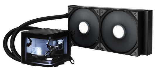 TRYX Panorama 240 Black L-shaped AMOLED Screen Liquid Cooler - 6.5" AMOLED Display - ASETEK 8th Gen Water Pump Solution - ROTA Pro Fans - 2K Resolution - Fluid Dynamic Bearing (L-P240N-DS2M-G0K)